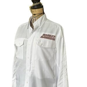 HARLEY DAVIDSON men's white genuine motorcycle biker rider shirt SIZE MEDIUM